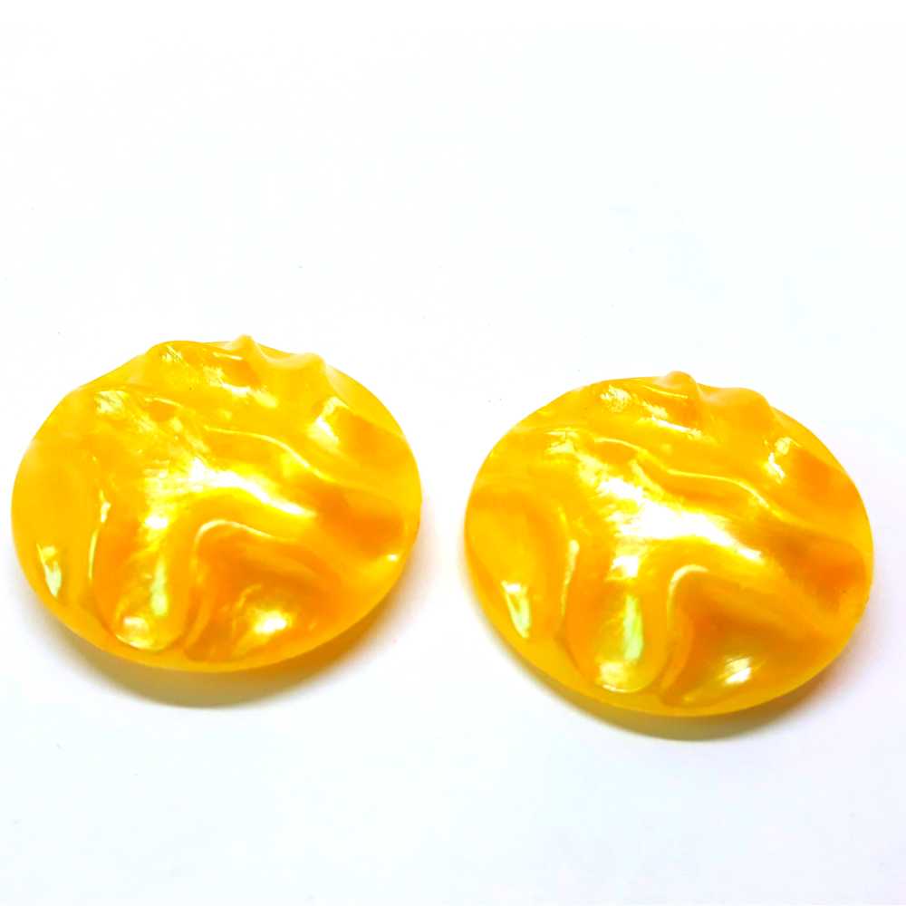 1960s Canary Yellow Lucite Button Earrings - Made… - image 1