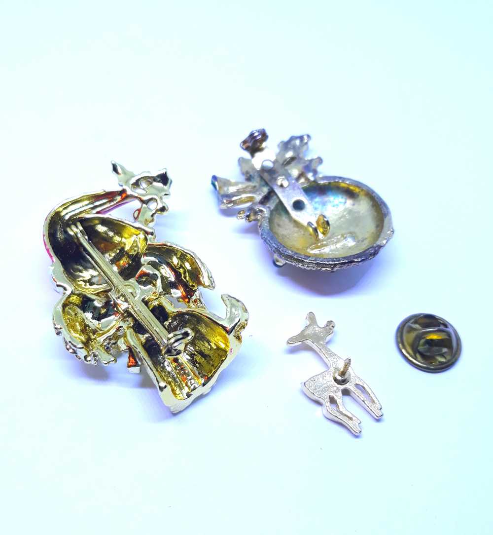 Christmas Brooch Lot - Dog, Rudolph Pin and Ornam… - image 3