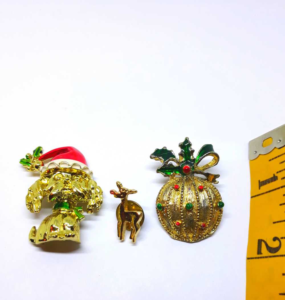 Christmas Brooch Lot - Dog, Rudolph Pin and Ornam… - image 4