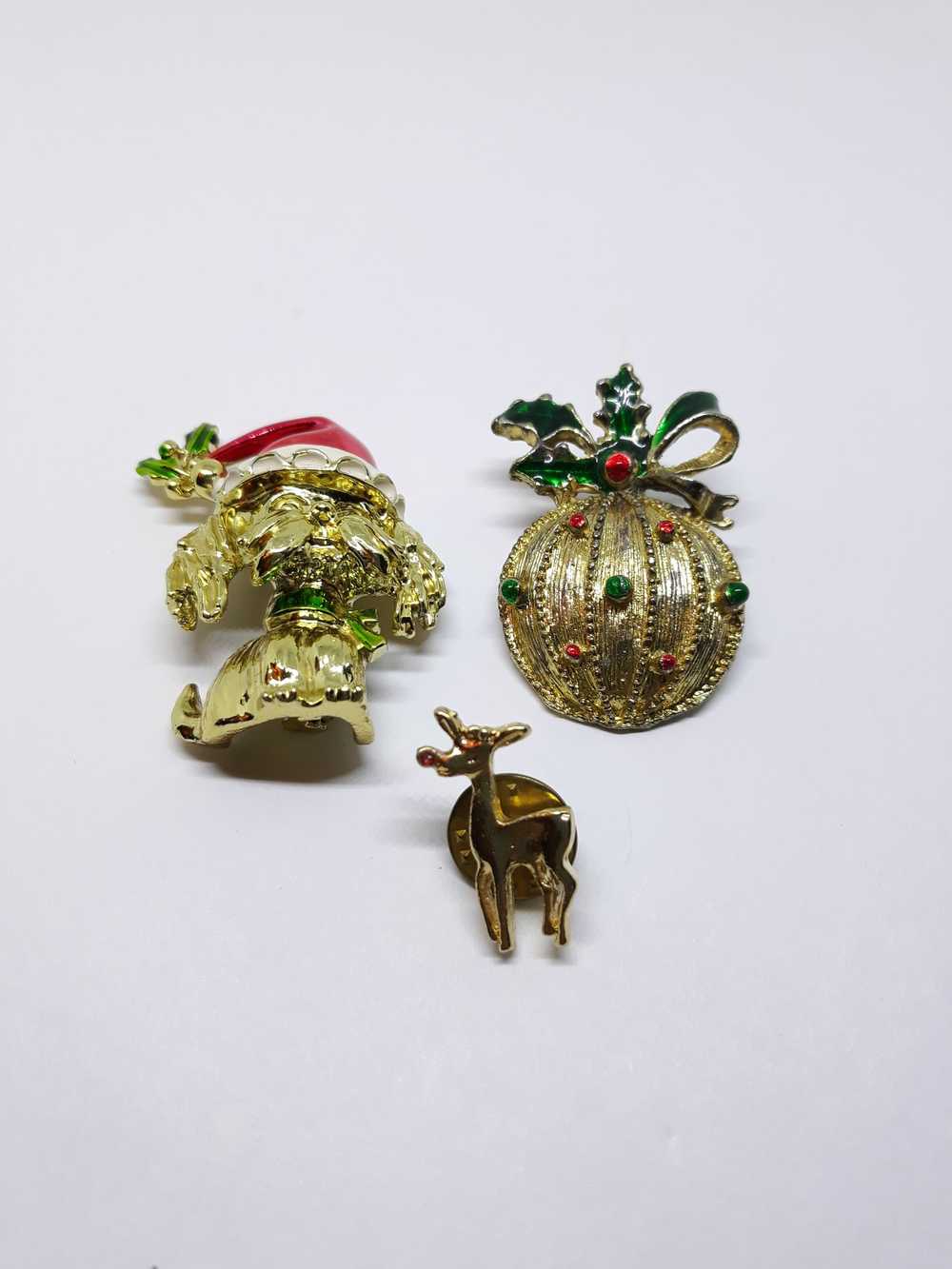 Christmas Brooch Lot - Dog, Rudolph Pin and Ornam… - image 7
