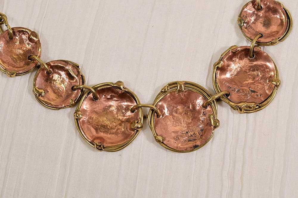 Vintage Copper Brutalist Choker, Mixed Metal Mode… - image 3