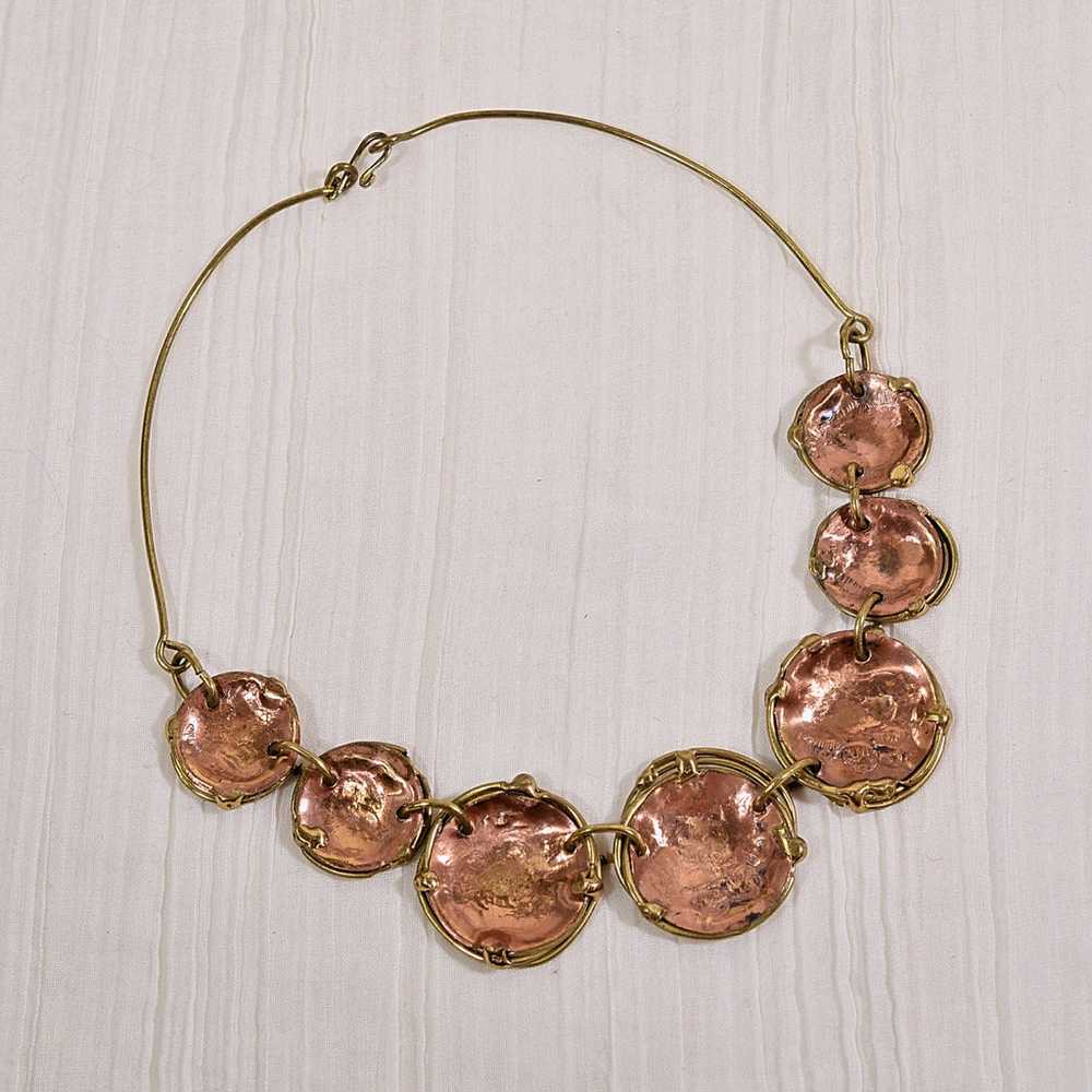 Vintage Copper Brutalist Choker, Mixed Metal Mode… - image 8