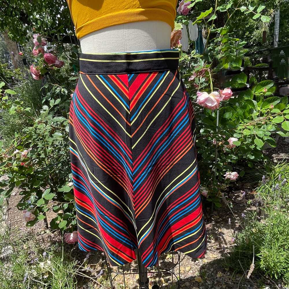 Vintage 70s Chevron Striped Mini Disco Skirt, A L… - image 2