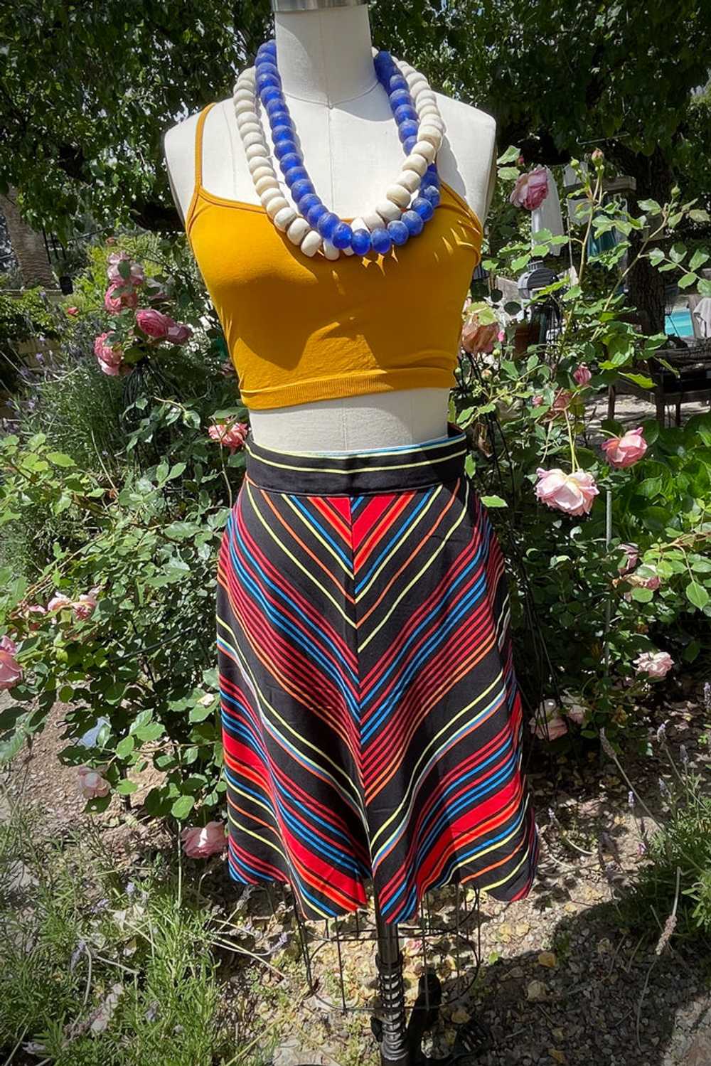 Vintage 70s Chevron Striped Mini Disco Skirt, A L… - image 4