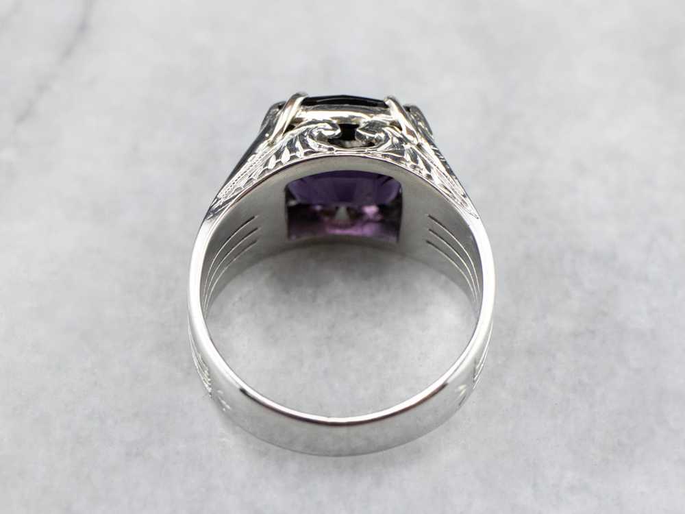 Vintage Purple Spinel White Gold Statement Ring - image 5