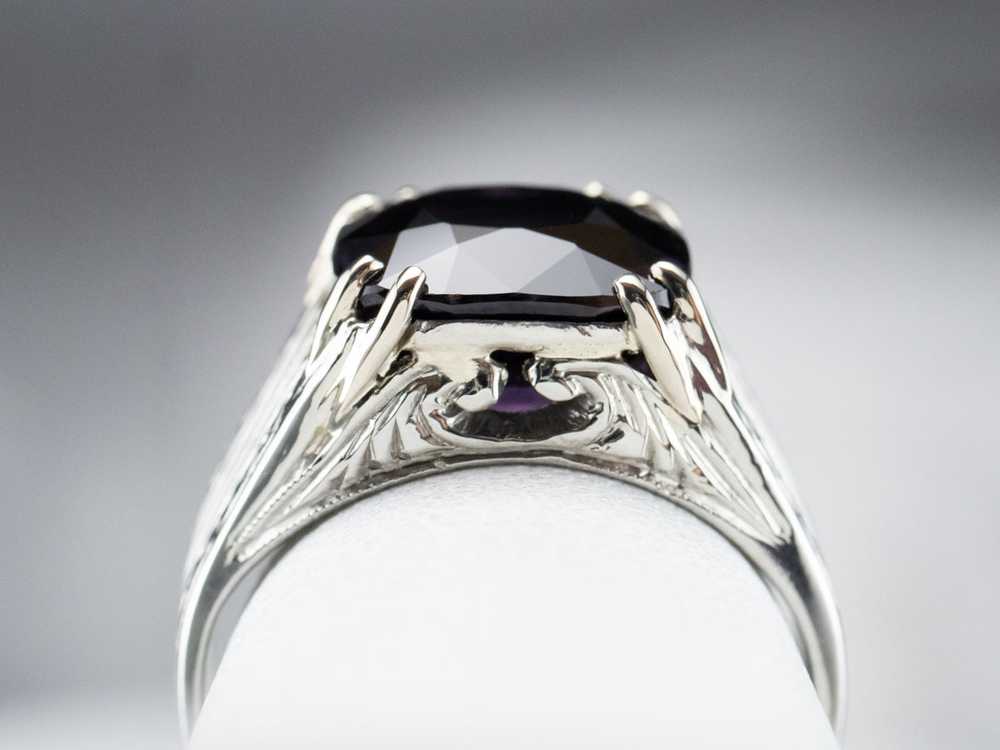 Vintage Purple Spinel White Gold Statement Ring - image 8