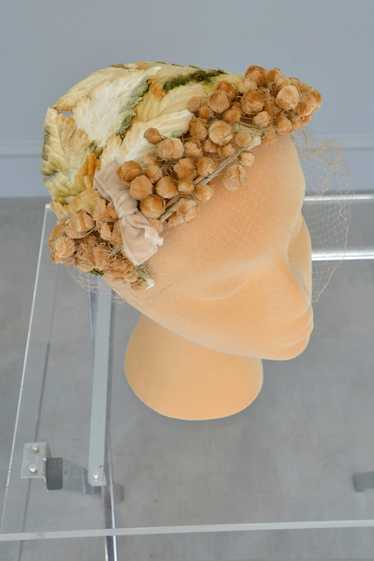 1950s Golden Velvet Leaves and 'Seeds' Hat Fascina