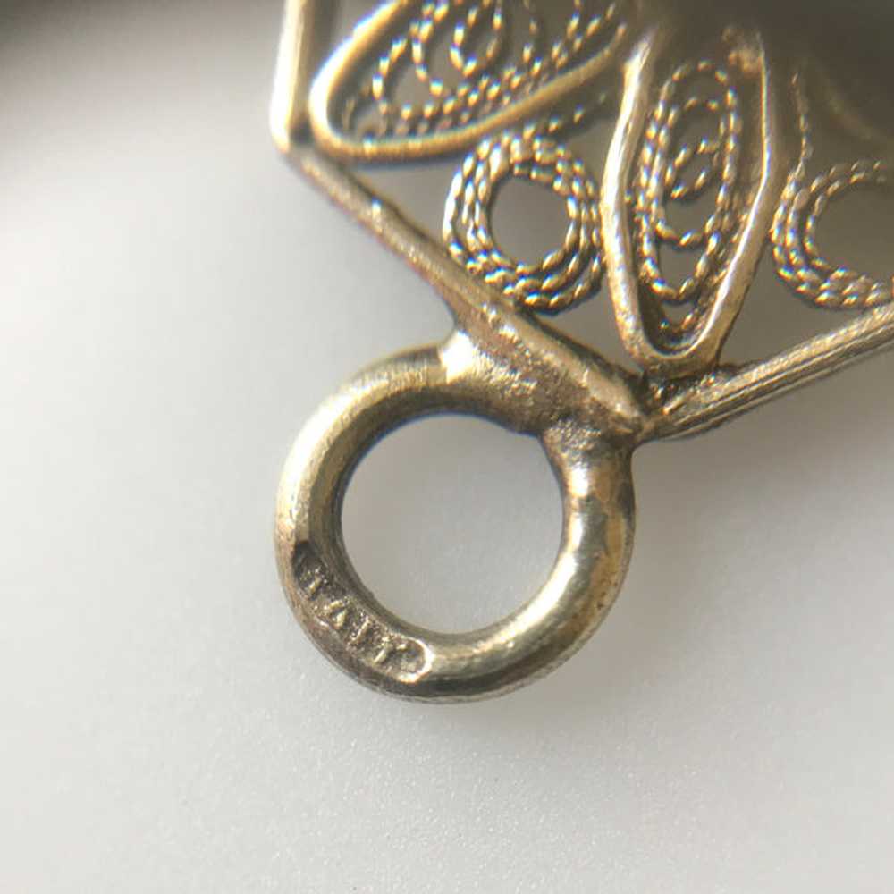 1920s Italian Silver Vermeil Filigree Necklace wi… - image 7
