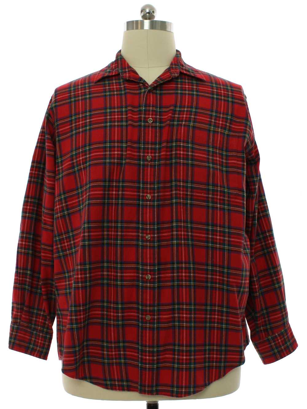 1980's Lands End Viyella Mens Viyella Plaid Flannel S… - Gem