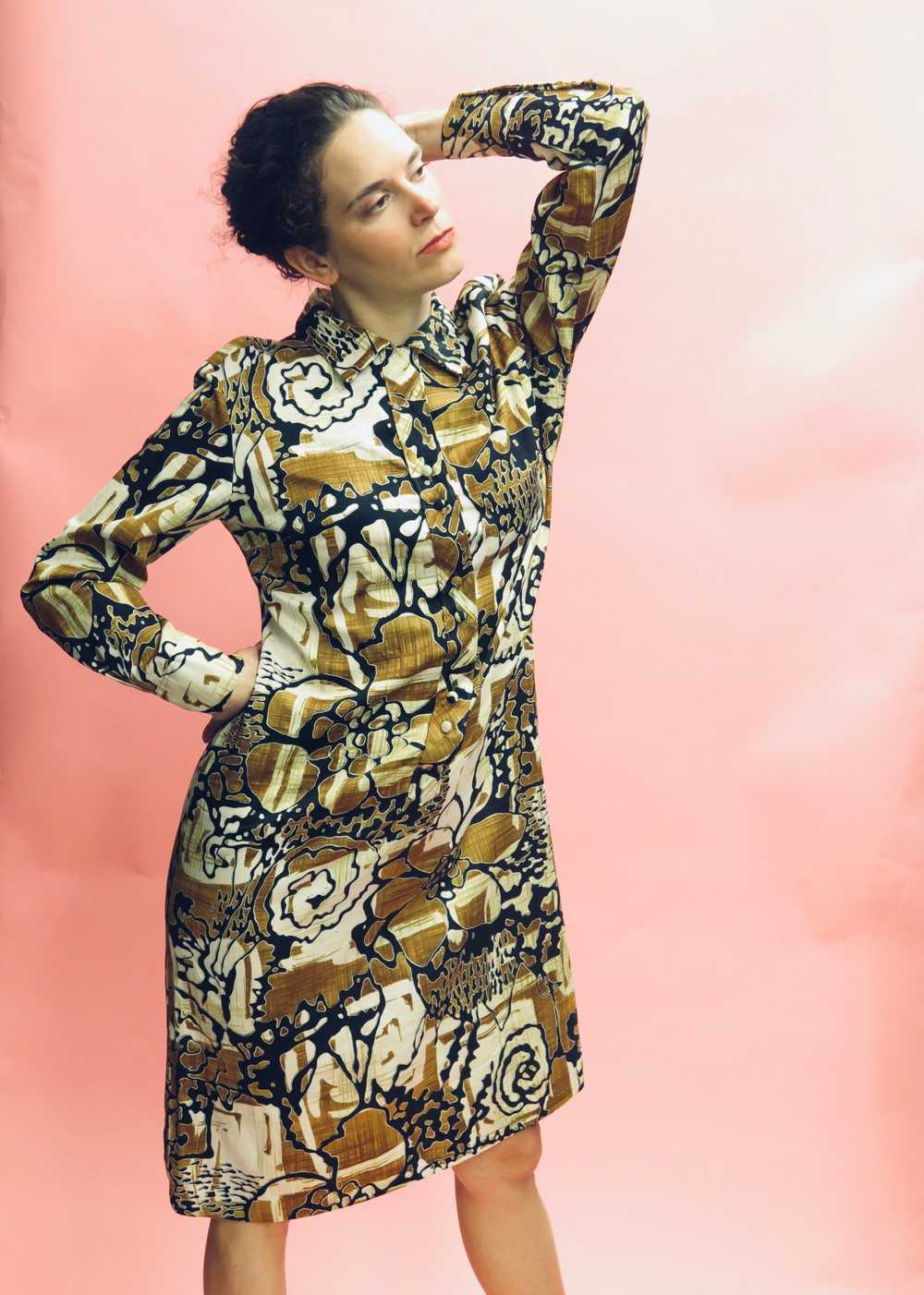 1970’s Lanvin Graphic Flora Tunic Dress - image 3