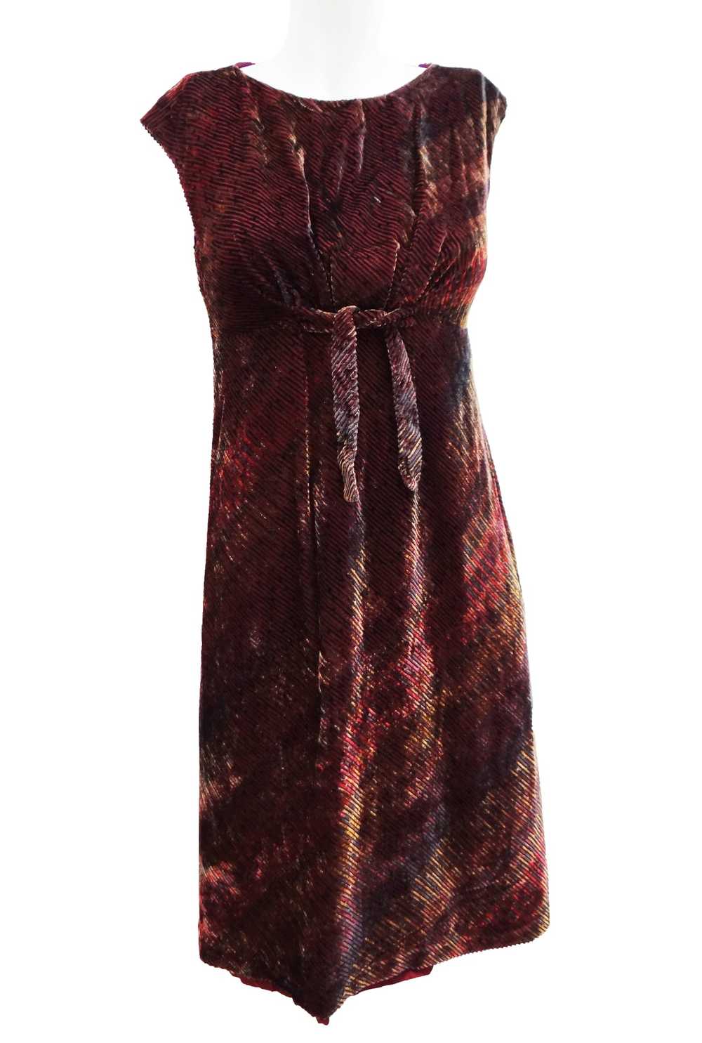 Anna Sui Shimmering Velvet Shift Dress, UK8 - image 2