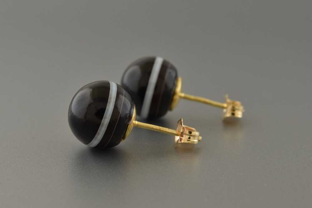 Late Victorian Banded Agate Earrings - image 2