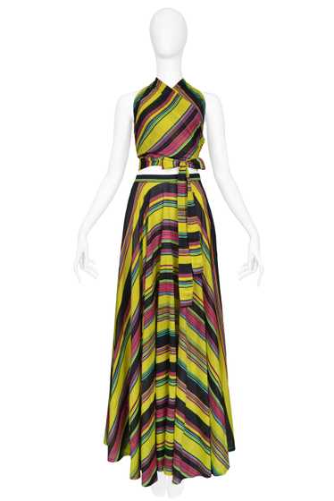 YVES SAINT LAURENT YSL CHARTREUSE STRIPE WRAP ENSE