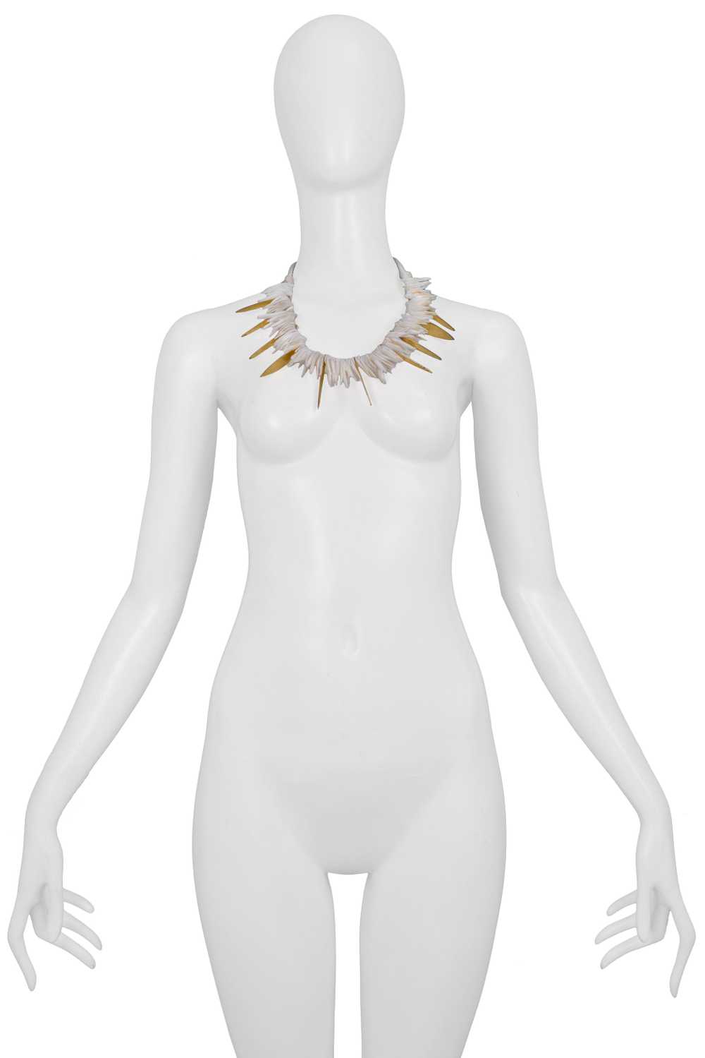 YVES SAINT LAURENT YSL SHELL & BRASS SHARD NECKLA… - image 1