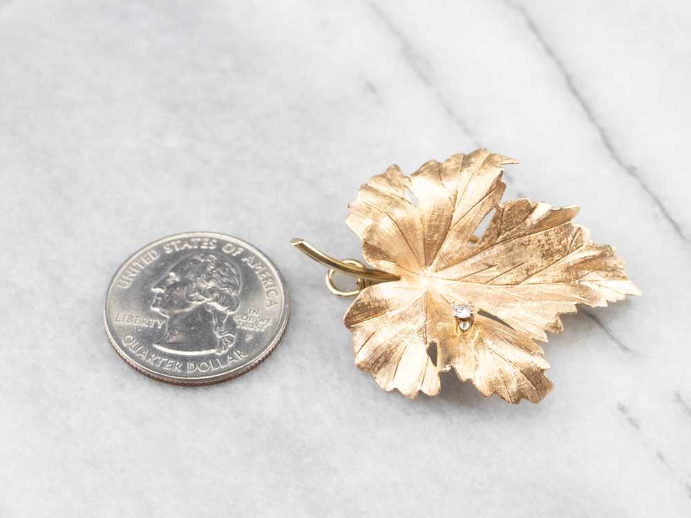 Gold Diamond Grape Leaf Brooch or Pendant - image 7