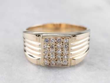 Diamond Cluster Gold Statement Band Ring - image 1