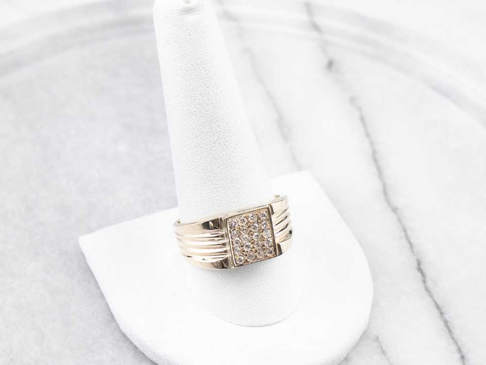 Diamond Cluster Gold Statement Band Ring - image 7