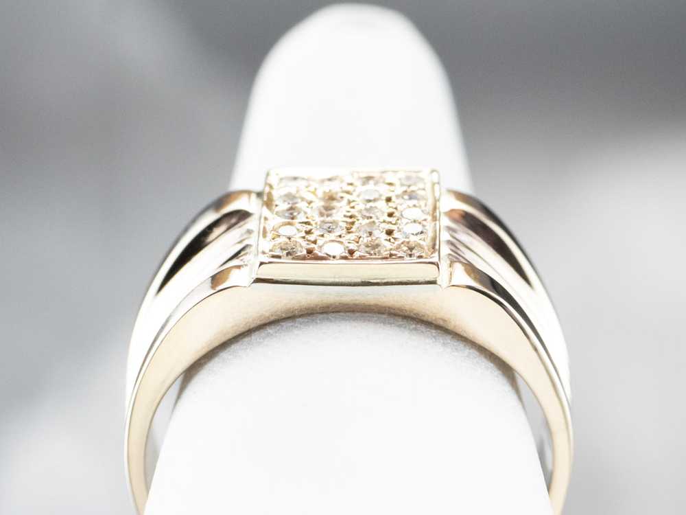 Diamond Cluster Gold Statement Band Ring - image 8