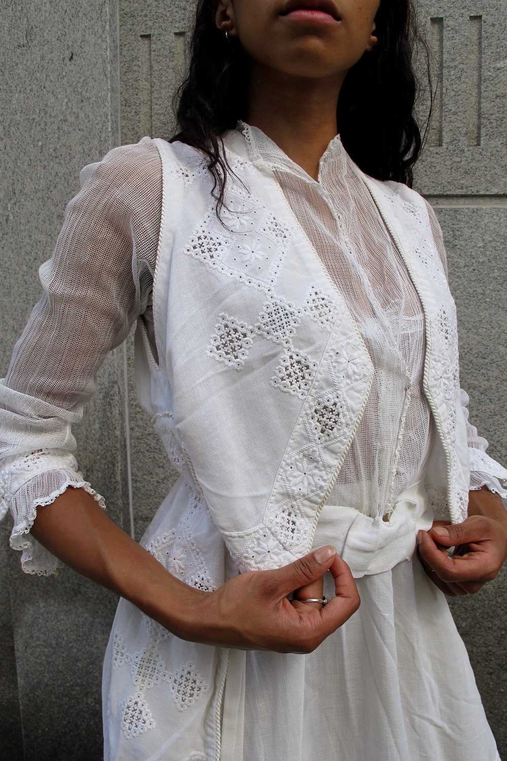 Edwardian Tulle and Lace Vest Dress - image 2