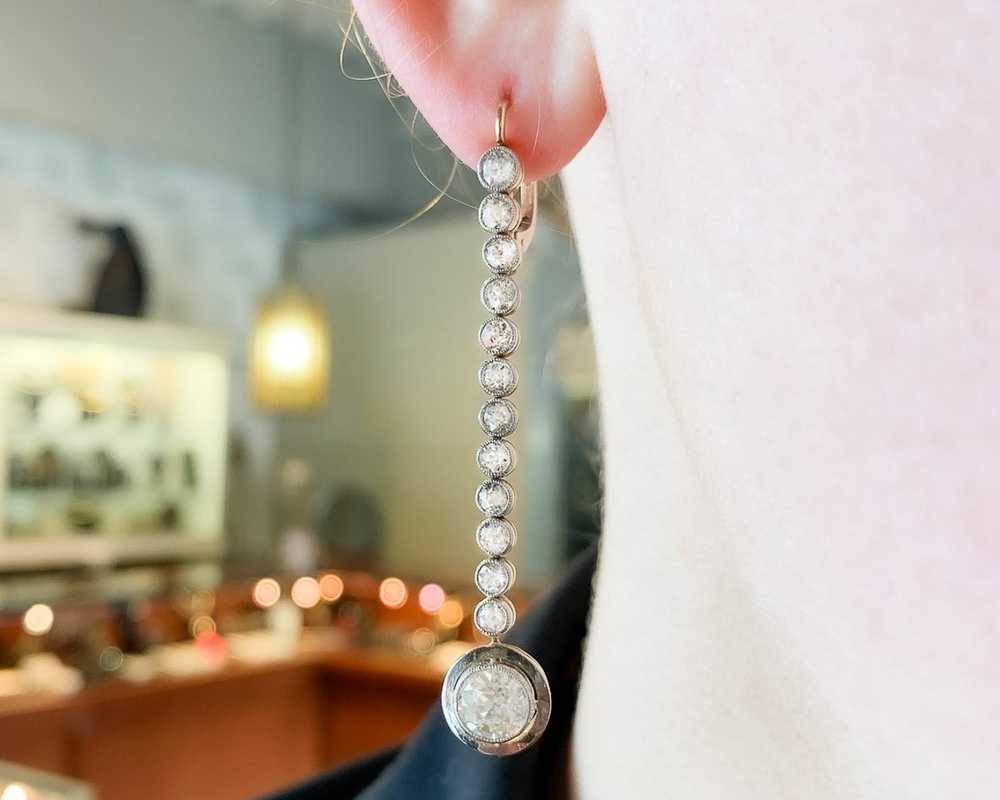Art Deco Diamond Drop Earrings - image 1