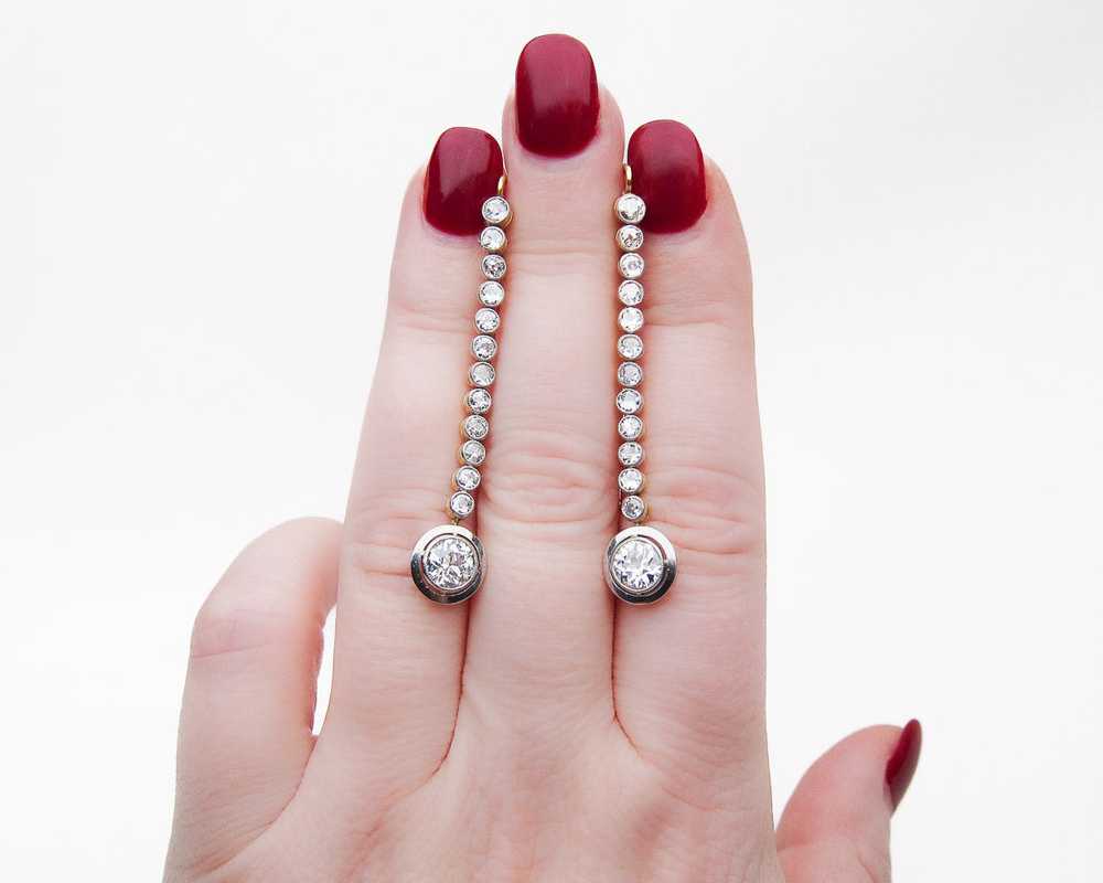 Art Deco Diamond Drop Earrings - image 4