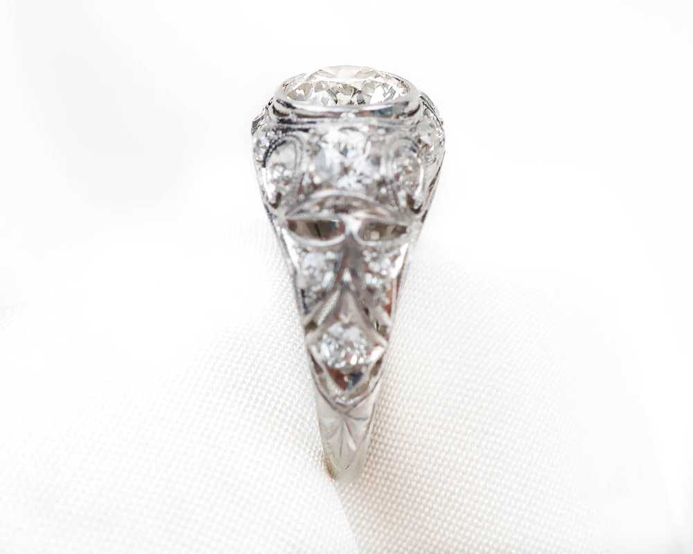 Art Deco Double-Diamond Filigree Ring - image 4