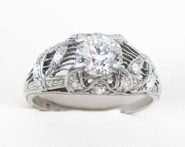 Art Deco Diamond Filigree Ring - image 1