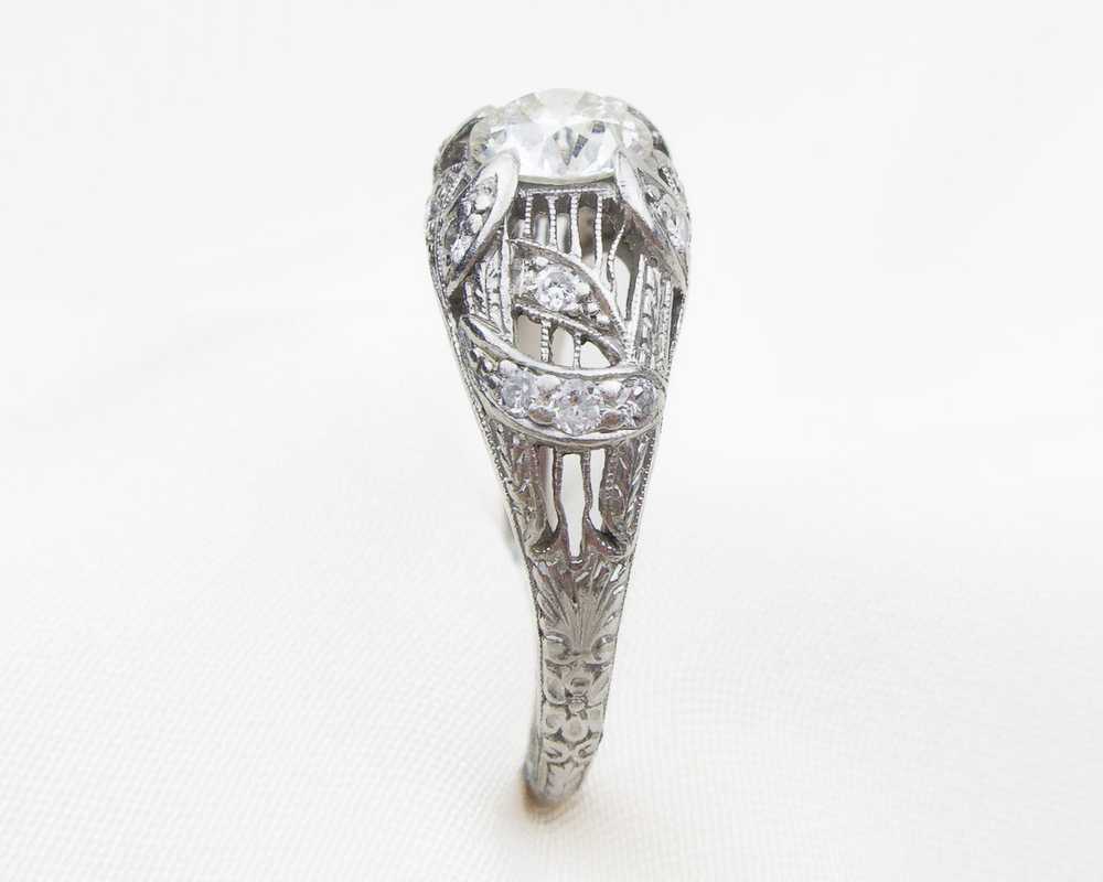 Art Deco Diamond Filigree Ring - image 3