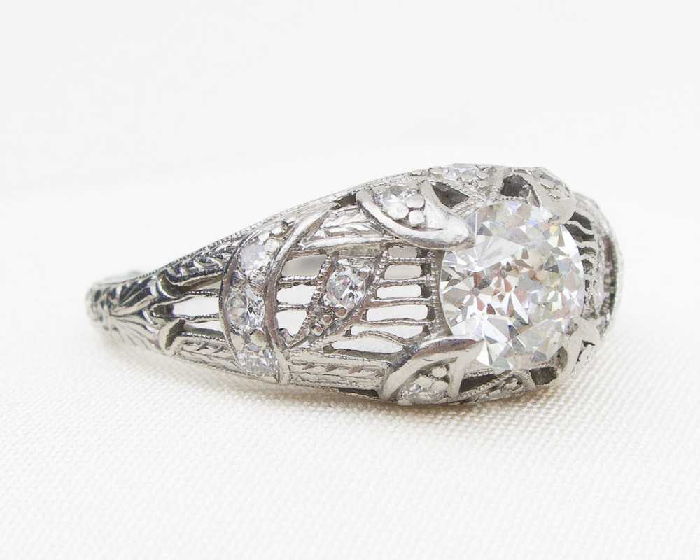 Art Deco Diamond Filigree Ring - image 4