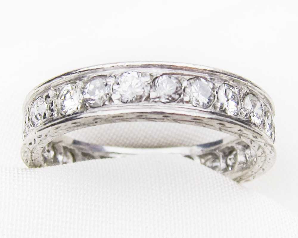 Art Deco White Gold Diamond Eternity Band - image 1