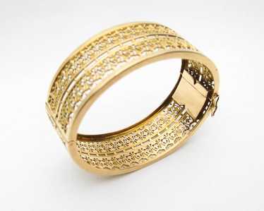 Victorian Gold Filigree French Bangle - image 1