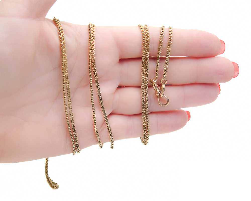Victorian Long 14KT Gold Chain - image 3
