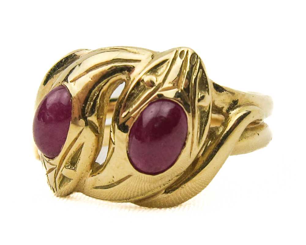 Victorian French Ruby Cabochon Snake Ring - image 2