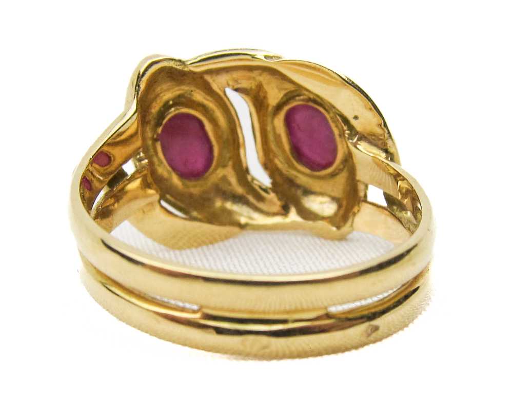 Victorian French Ruby Cabochon Snake Ring - image 3