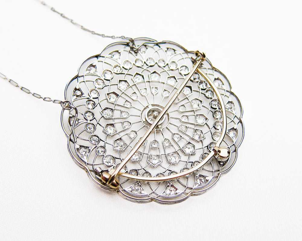 Edwardian Circular Diamond Necklace/Brooch - image 2