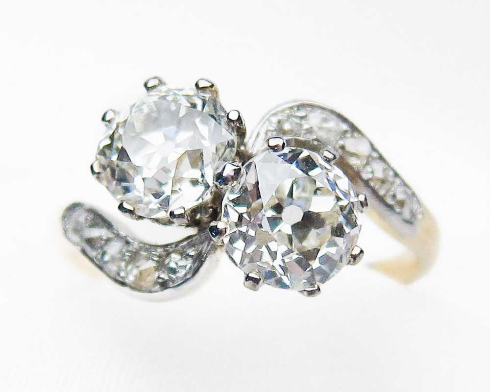 Edwardian Diamond Crossover Ring - image 1