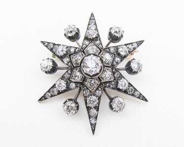 Victorian Diamond Starburst Brooch - image 1