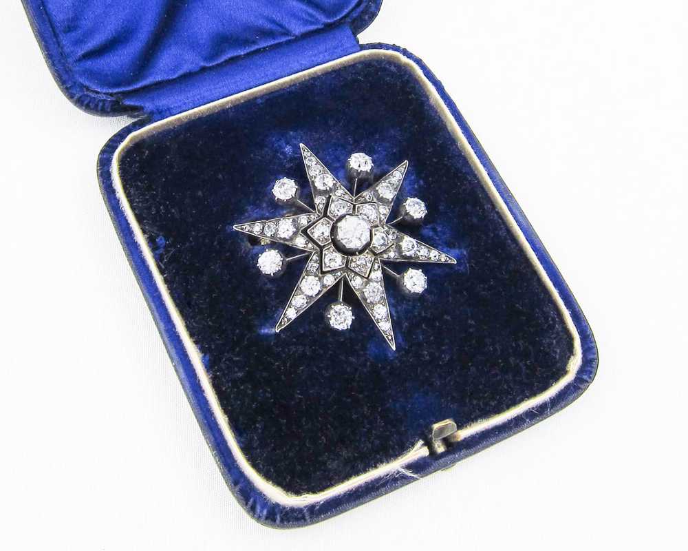 Victorian Diamond Starburst Brooch - image 4