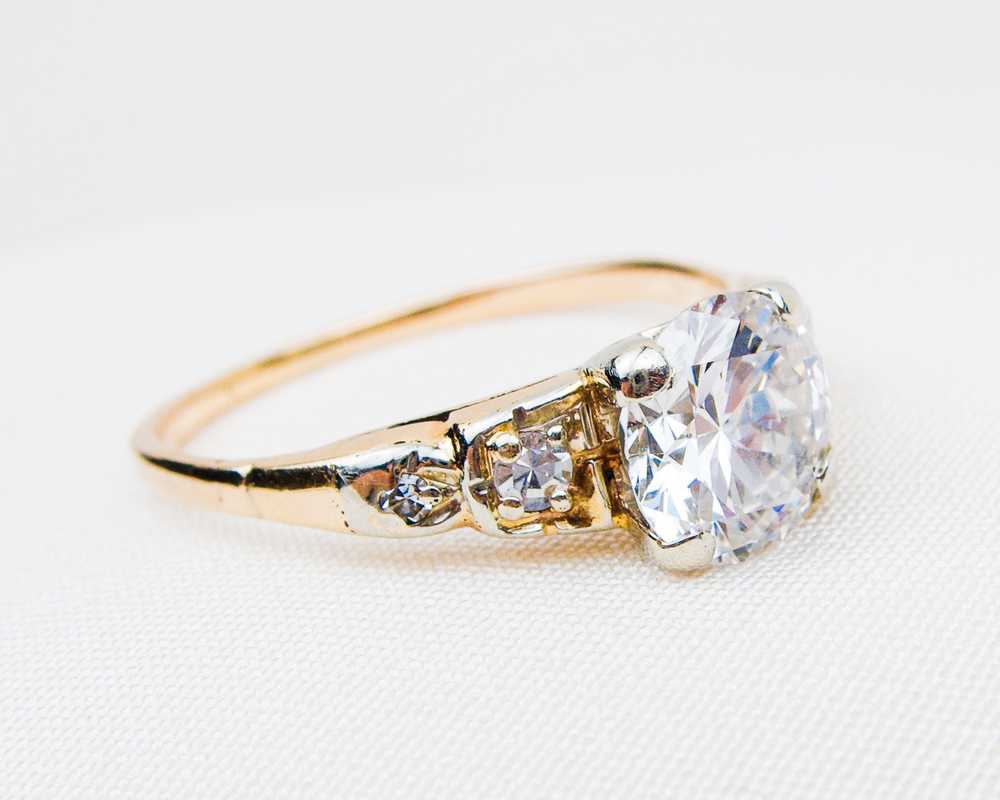 Retro-Era Diamond Engagement Ring - image 3