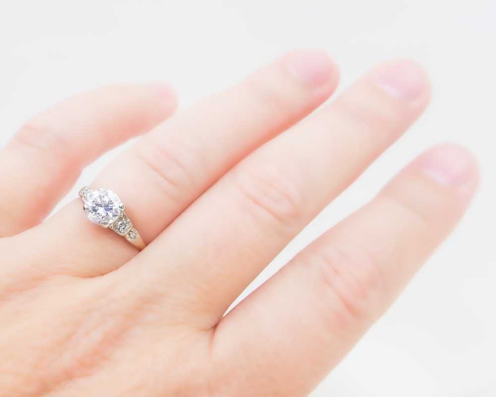 Retro-Era Diamond Engagement Ring - image 4