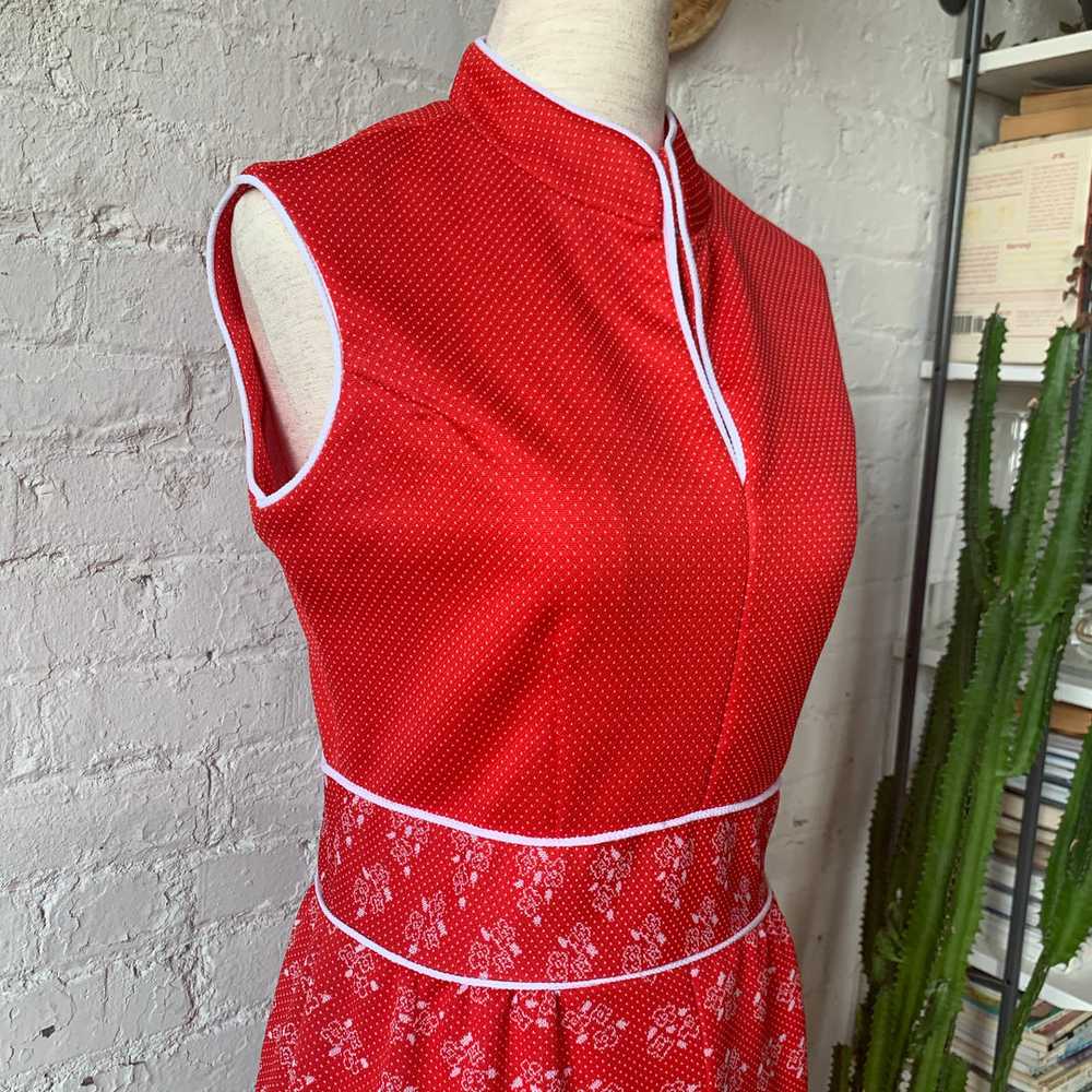 1970s Mandarin Red Maxi Dress - image 5