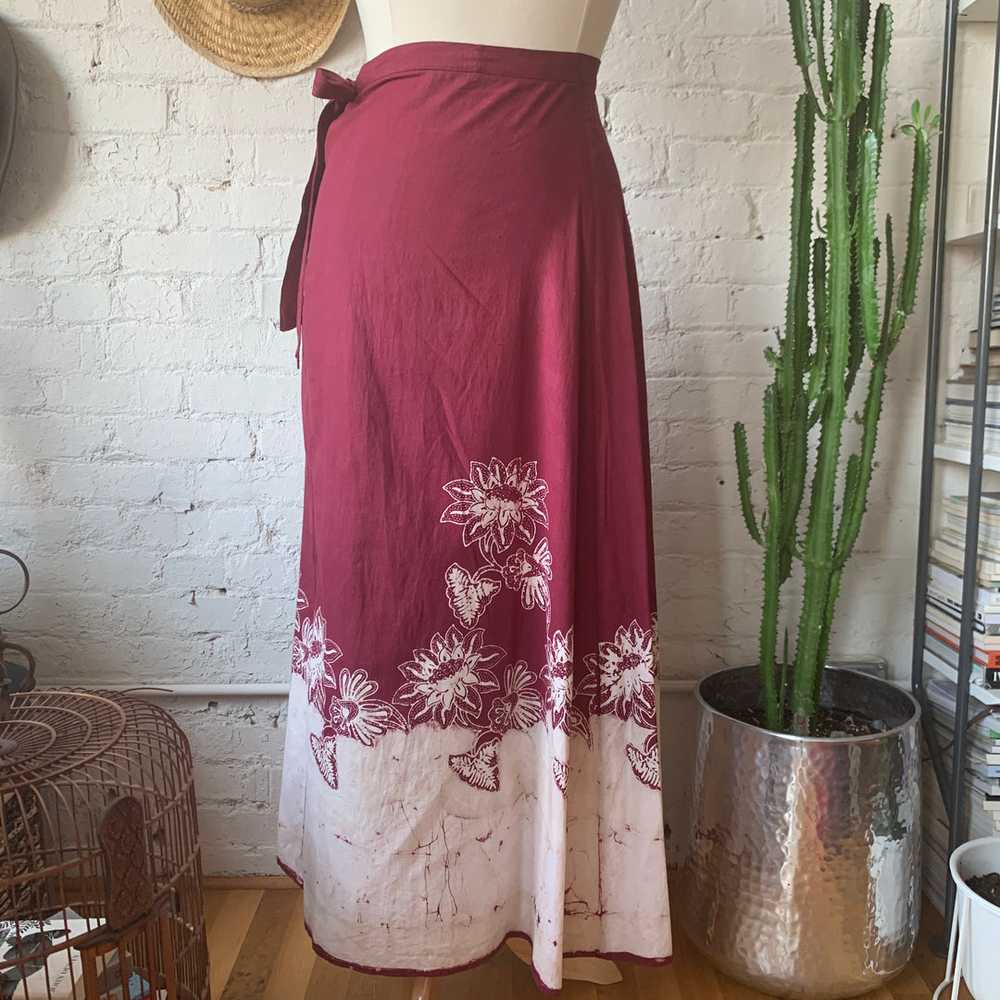 Vintage Hand Block Print Maxi Wrap Skirt - image 5