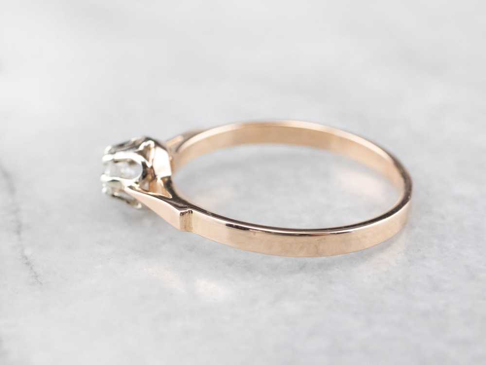 Diamond Two Tone Gold Solitaire Engagement Ring - image 4