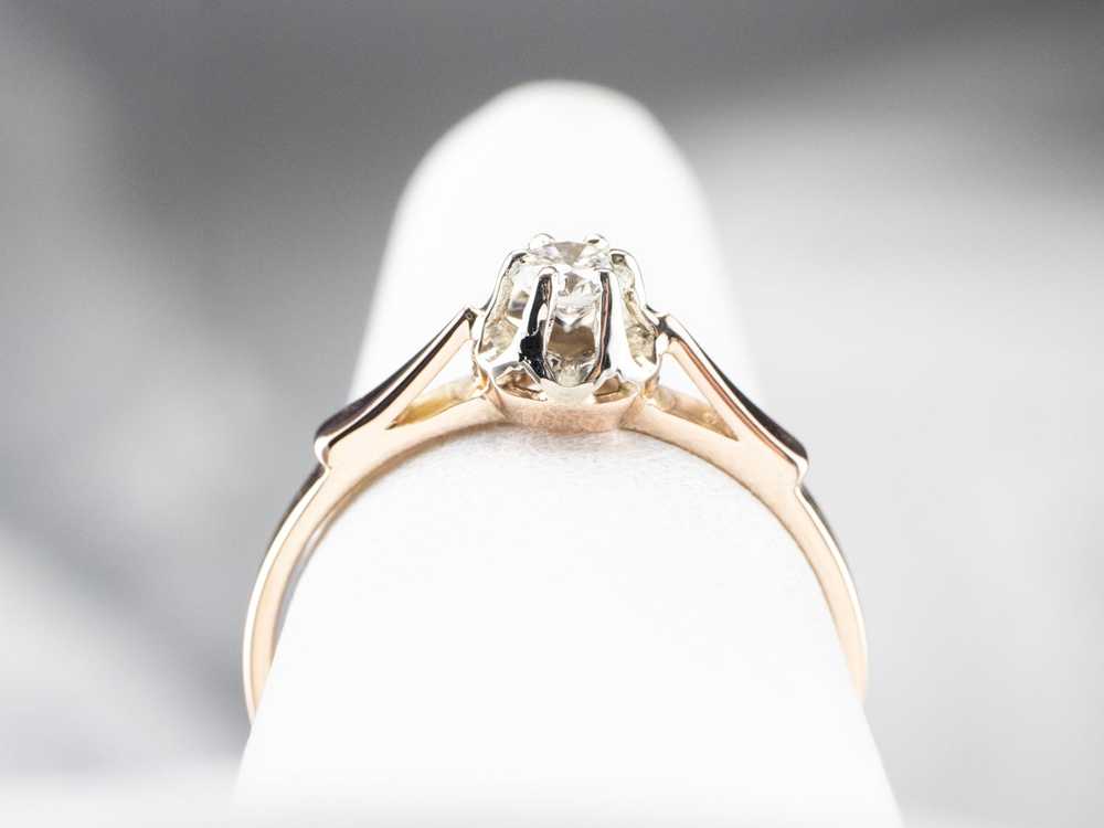 Diamond Two Tone Gold Solitaire Engagement Ring - image 8