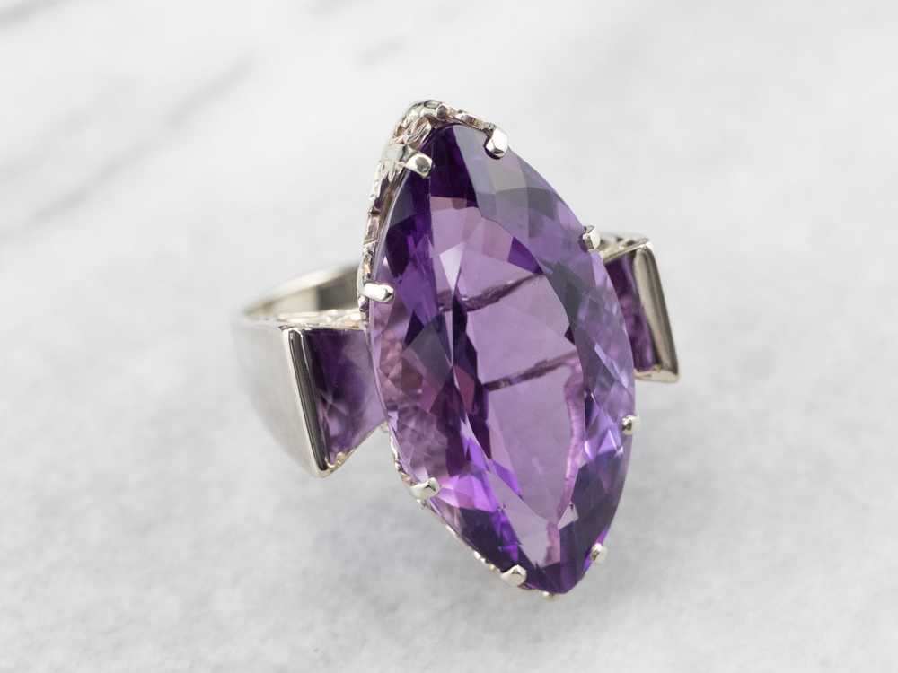 Marquise Cut Amethyst Cocktail Ring - image 1