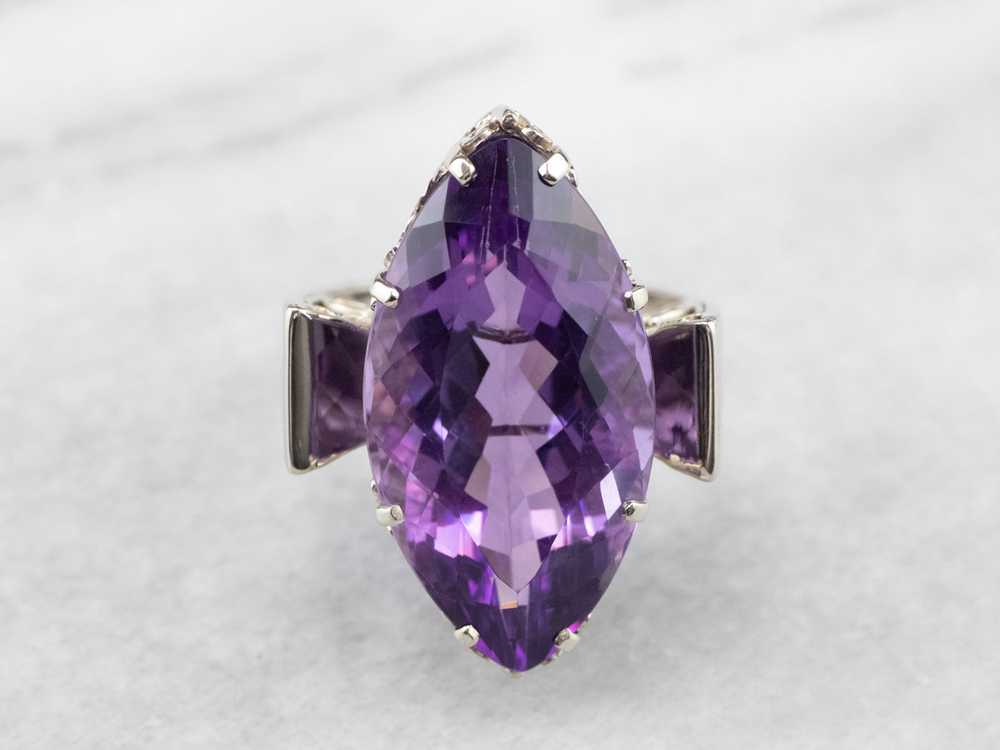 Marquise Cut Amethyst Cocktail Ring - image 2