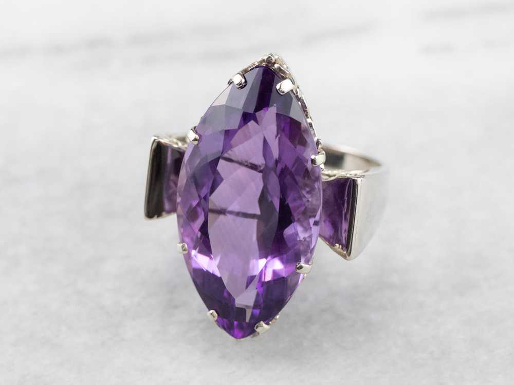 Marquise Cut Amethyst Cocktail Ring - image 3
