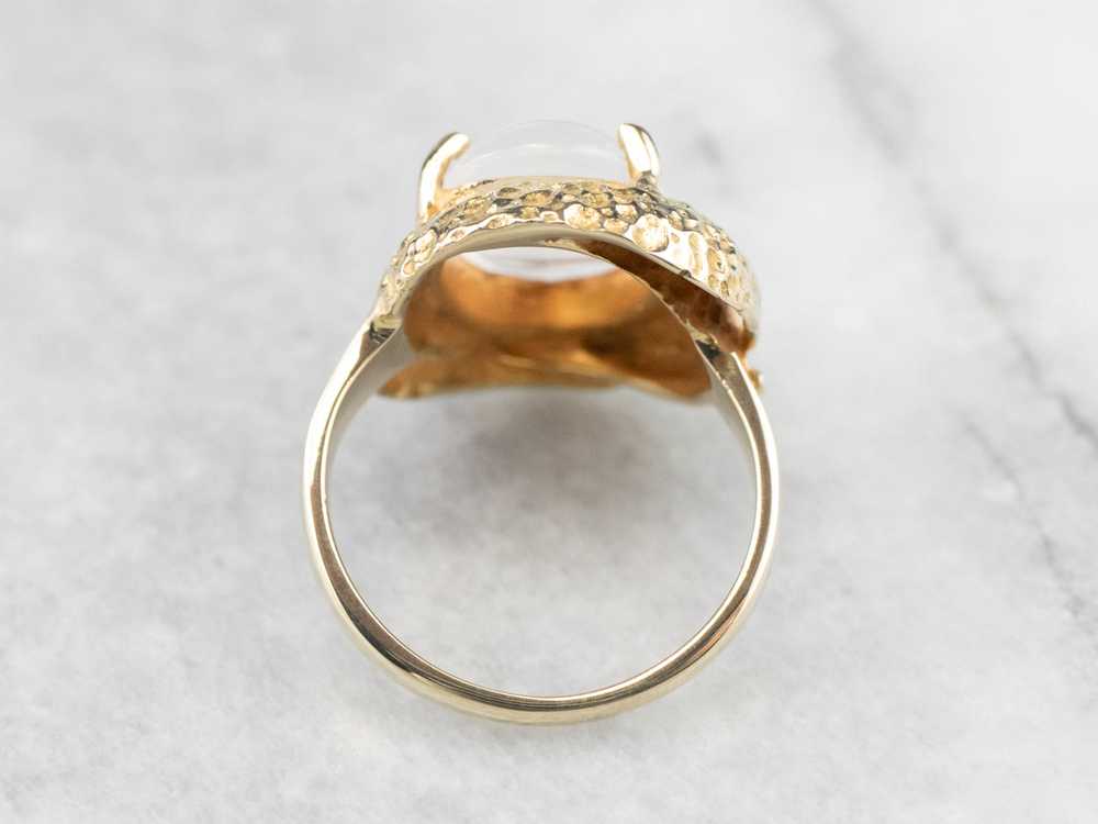 Vintage Moonstone Textured Gold Statement Ring - image 5
