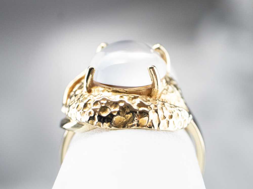 Vintage Moonstone Textured Gold Statement Ring - image 8