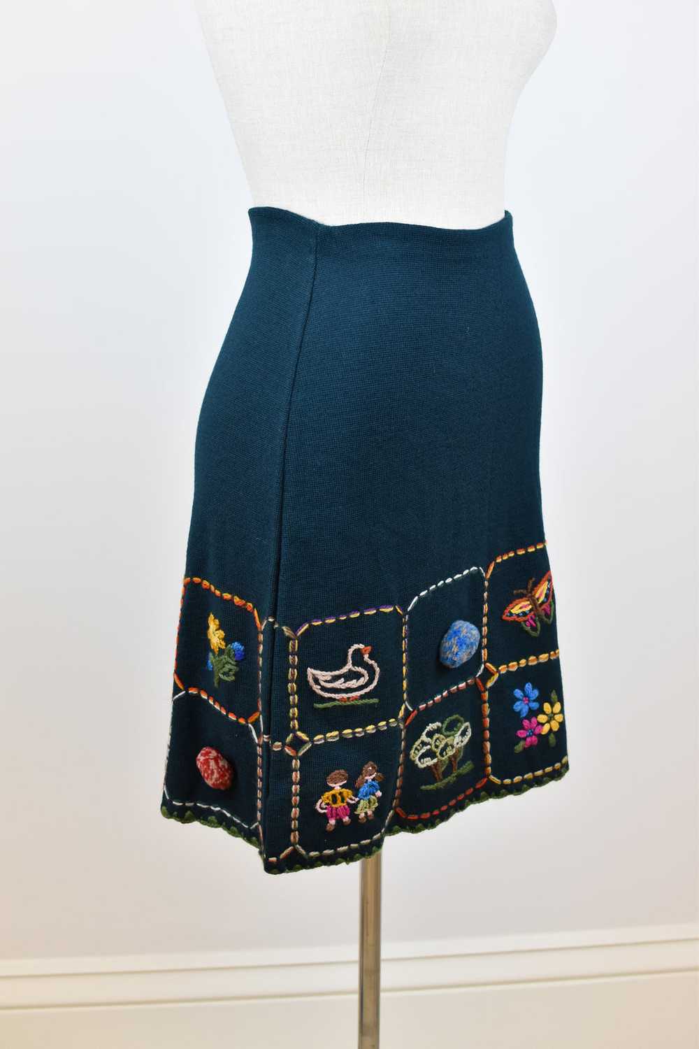 1990’s | Romeo Gigli | Knit Skirt with Embroidere… - image 6